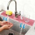 16" Silicone Faucet Mat for Kitchen Sink Released in 2026,8° Slope Fast Self-draining-Kitchen Sink Splash Guard,Bathroom Kitchen Sink Area Water Splash Guard Behind Faucet Draining Mat(Pink)