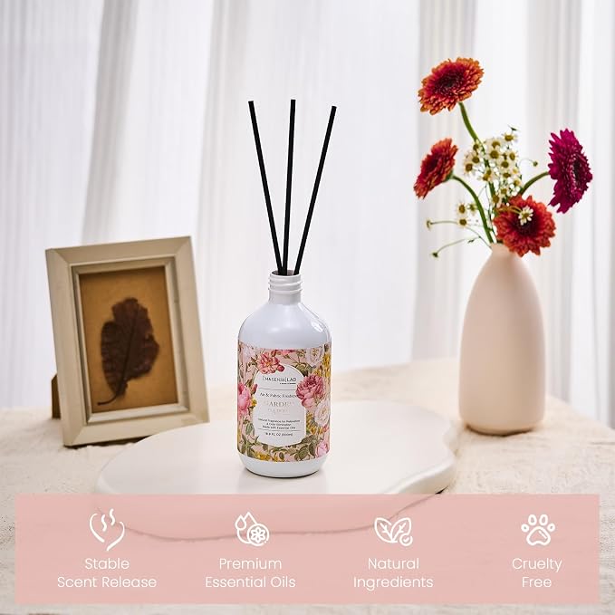 M&SENSE Reed Diffuser Set, Garden Party, 17oz Natural Essential Oil | Non-Toxic Organic, Long-Lasting Fragrance, Ideal for Living Room, Entryway, Gifts for Women