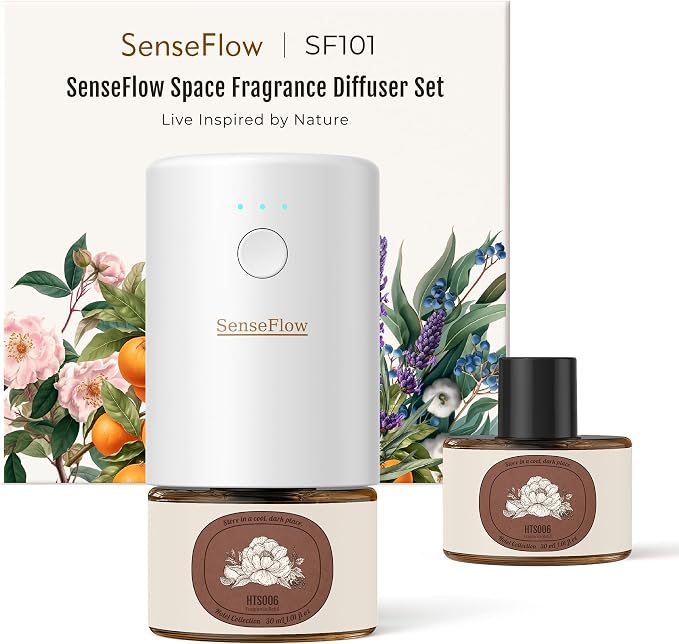 Plug-in Air Freshener for Home, Waterless Essential Oil Diffuser for Bedroom and Bathroom, Non-Toxic Formula for Pets and Nursery, 120 Days Runtime, Refillable HT N°6(Sage White)