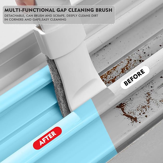 Crevice Cleaning Brush with 10 Replacement Scouring Pads, Deep Detail Scrubbing Tool for Window Track, Sliding Door Rail, Tile Grout, Shower