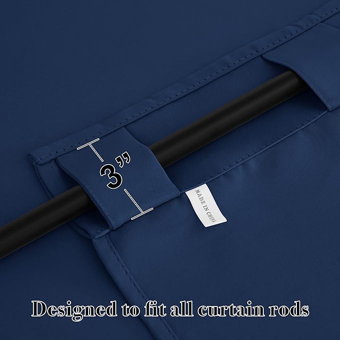 RYB HOME Small Window Curtains - Blackout Insualting Privacy Curtains for Kids Bedroom Kitchen Bathroom Basement Cafe Cabinet Tiers Drapes, 34 Width x 24 Length, 2 Panels, Navy Blue
