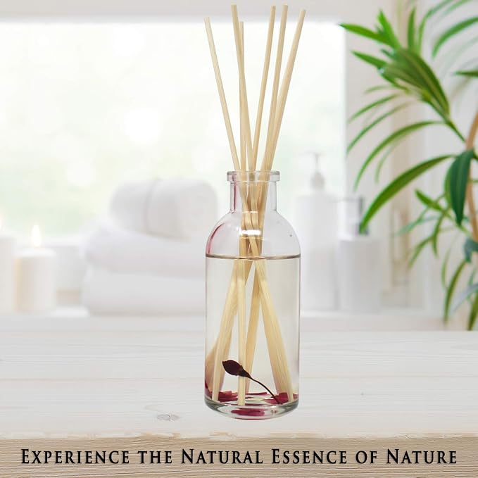 Reed Diffuser Set, Red Roses - Bathroom Shelf Décor | Floral Scented Sticks Room Freshener for Bathroom, Kitchen & Bedroom, Great Gift Idea