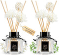 English Pear&Freesia + Gardenia Reed Diffuser Set of 2 for Bathroom, 1.7 fl oz Essential Oil Diffuser Sticks | Home Air Freshener Fragrance with 6 Reeds for Diffuser | Smell Good for Home Shelf Decor