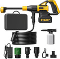 Cordless Portable Washer, Battery Operated Car Washer with 21V Battery & Charger, 990 PSI, 6-in-1 Nozzle, Foam Pot, 23FT High-Elastic Hose, Handheld Cleaner for Home Garden Patio Driveway