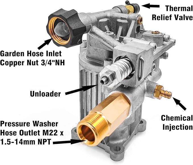 3000PSI Pressure Washer Pump 3/4" Shaft, Horizontal Power Washer Pump Replacement Universal Power Washer Pumps for Pressure Washer 2800-3000 PSI