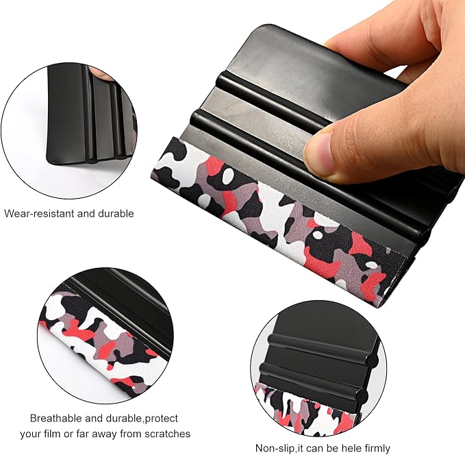 EHDIS 10pcs Vinyl Squeegee 4 Inch Car Vinyl Scraper Decal Applicator Window Tint Wallpaper Smoothing Tool with Black Fabric Felt Edge-Black