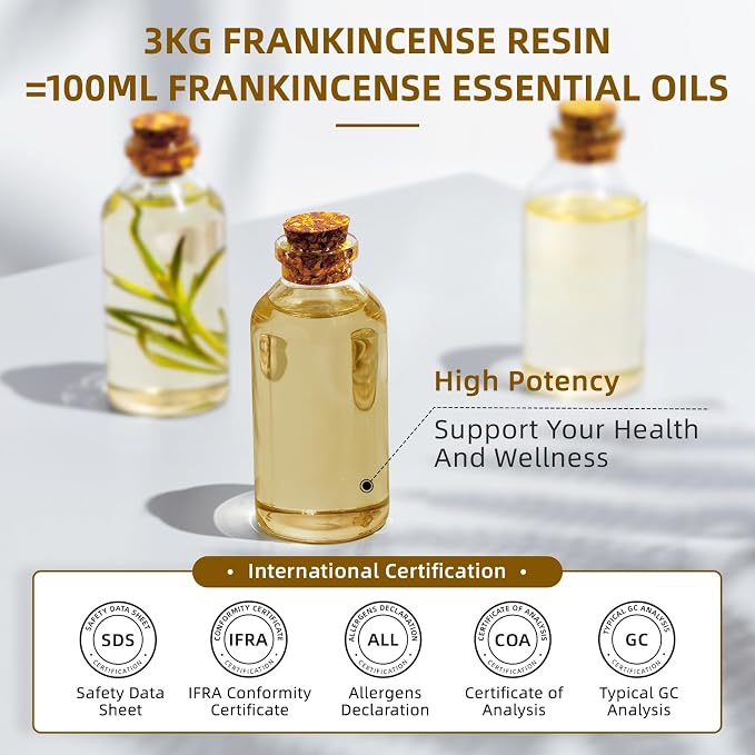 HIQILI Frankincense Essential Oil Large Capacity for Body Massage | Skin Care and Aromatherapy.Suitable for Hotel, DIY Studio, Beauty Salon,SPA, Sauna, Bath Center - 500mL / 16 fl oz