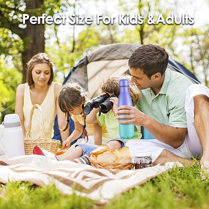 17oz Cola-Bottle Shaped Stainless Steel Leak-proof Water Bottle,Double Wall Vacuum Insulated Metal,Travel Mug For Sports Indoors & Outdoors,BPA-Free Kids Flasks,Purple Blue(1Pack)