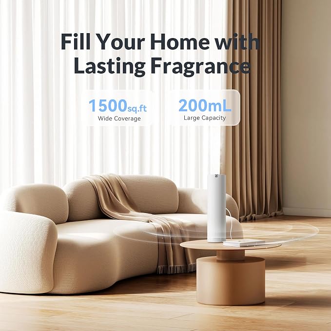 Auto Mode Scent Diffuser Starter Kit with Cold Air Tech, White | Waterless Essential Oil Diffusers for Home, 1500 Sq.Ft Coverage Scent Air Machine, Hotel Collection Diffuser