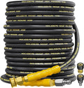 4200PSI Pressure Washer Hose 75FT with 3/8" Swivel Quick Connect for Cold/Hot Water, Kink Resistant Steel Wire Braided,1/4" Wear Resistant Power Washer Hose with 2 M22 14mm Adapter Set