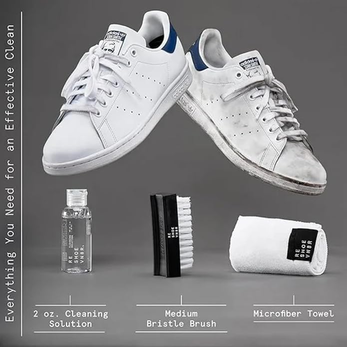 RESHOEVN8R Shoe Cleaner Kit - Sneakers, Mesh, Canvas, Suede, Knit, Leather | Cleaning kit solution for sneakers, mesh, canvas, suede, knit & leather shoes, compact set for on-the-go care