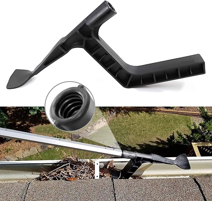Roof Gutter Cleaning Tool, Gutter Cleaning Spoon and Scoop, Gutter Tool with Unique Shaped Hook to Pull Debris Under Gutter Hangers and Clean Behind Skylights and Other Roof Structures