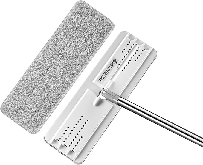 JOYMOOP 13" Microfiber Flat Mop Head Replacement Pad for Floor Mop, White, 1 Pack