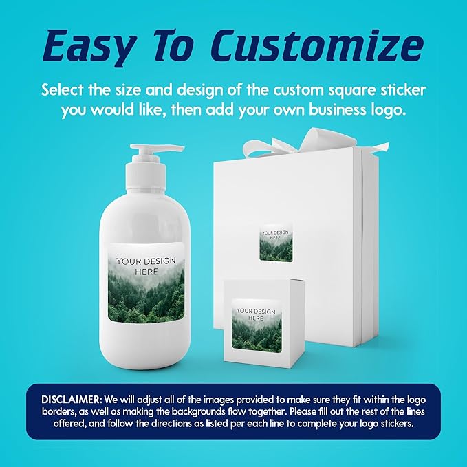 100 Custom Vinyl Stickers - Upload Your own Image, Text, Design, Logo - Personalized Logo Labels for Handmade, Packaging, Bottle, Jars, Candle, Brand Stickers (Foggy Valley, 4x4 Square)