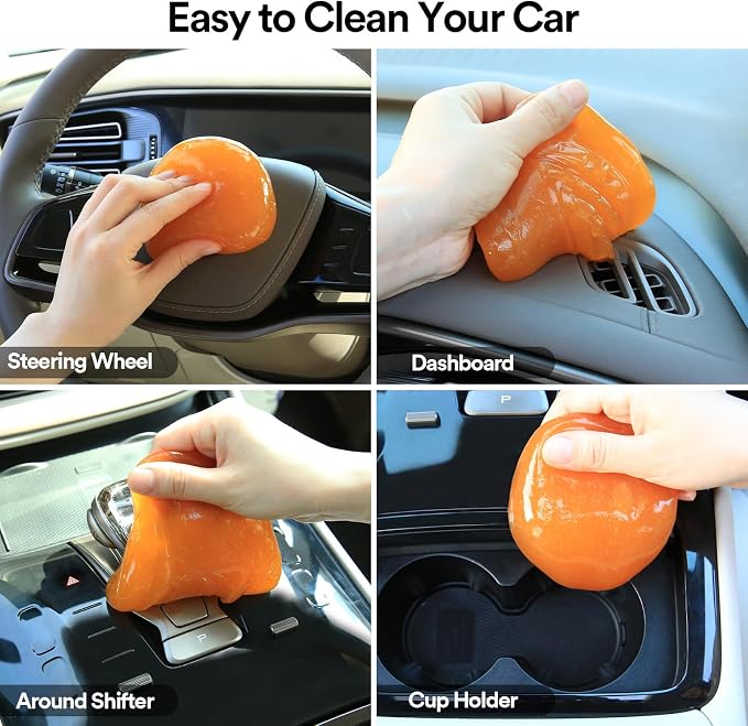 PULIDIKI Car Cleaning Gel for Car Clean Putty Auto Detailing Tools | Car Slime Cleaner Dust Cleaning Gel for Car Interior Cleaner Car Accessories Keyboard Cleaner Orange (2Pack)