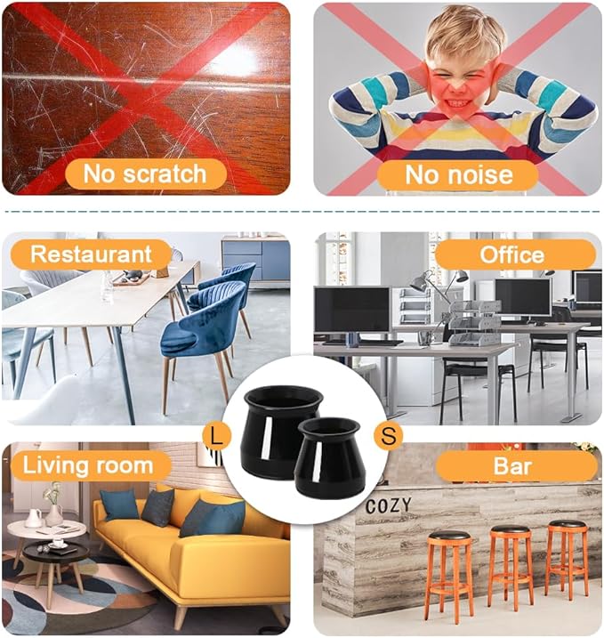 32 Pcs Chair Leg Protectors for Hardwood Floors, Silicone Felt Furniture Leg Cover Pad for Protecting Floors from Scratches and Noise, Smooth Moving，Small(Fit Round Diameter：5/16" to 1-5/16")