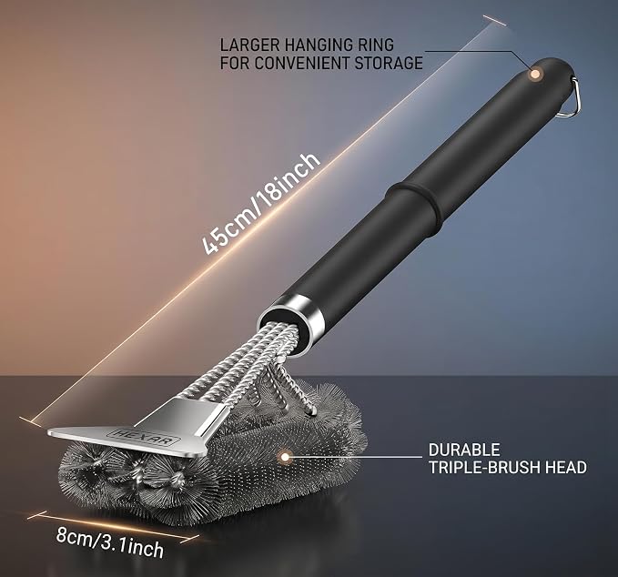 HEXAR® Grill Brush – BBQ Cleaning Scraper for Outdoor, Weber Cleaner Kit Grilling Tools, Barbecue Metal Rescue Brushes, Scrubber Stainless Steel Bristles, Charcoal Accessory Barbecue Accessories
