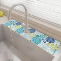 24" X 5.5" Kitchen Sink Splash Guard Faucet Mat Flora Super Absorbent Fast Drying Faucet Guard & Draining Mat Sink Splash Guard Behind Faucet for Kitchen, Bathroom