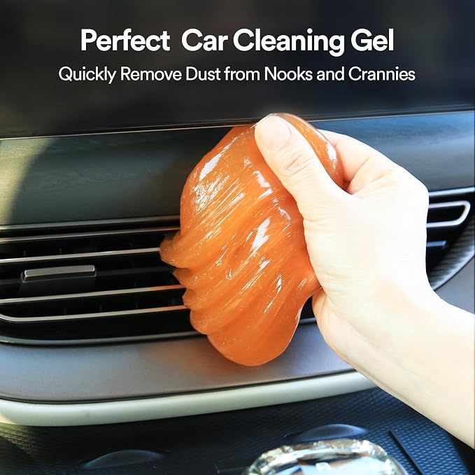 PULIDIKI Car Cleaning Gel Clean Putty, 4 Pack (160g Each) | Auto Detailing Tools Car Slime Cleaner Dust Cleaning Gel for Car Interior Cleaner Car Accessories Keyboard Cleaner Orange