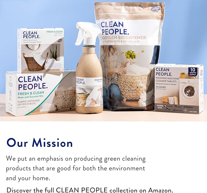 The Clean People Liquid Laundry Detergent - Recyclable Packaging, Stain Fighting - Ultra Concentrated, Laundry Soap - Spring Scent, 50 fl oz (2 Pack)
