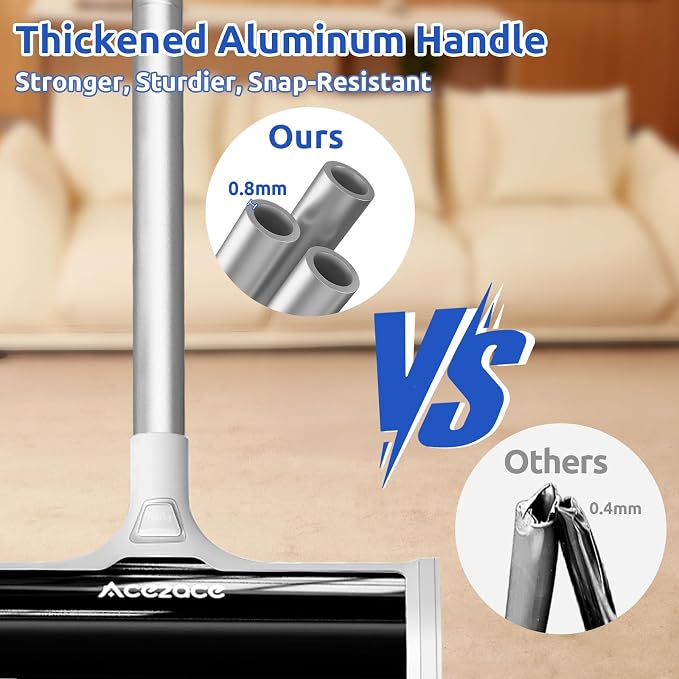 ACE2ACE A3 Pro Carpet Roller for Pet Hair, Carpet Pet Hair Removal Tool | Reusable Large Lint Rollers, 5 Feet Long Handle No Bending No Kneeling, Cat Dog Hair Remover for Carpet, Rugs, Mats, Black