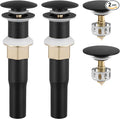 KES Black Pop Up Drain Stopper for Bathroom Sink, Sink Drain with Hair Catcher Without Overflow, 2 Pack, Matte Black, All Metal Rustproof 304 Stainless Steel, S2013D-BK-P2