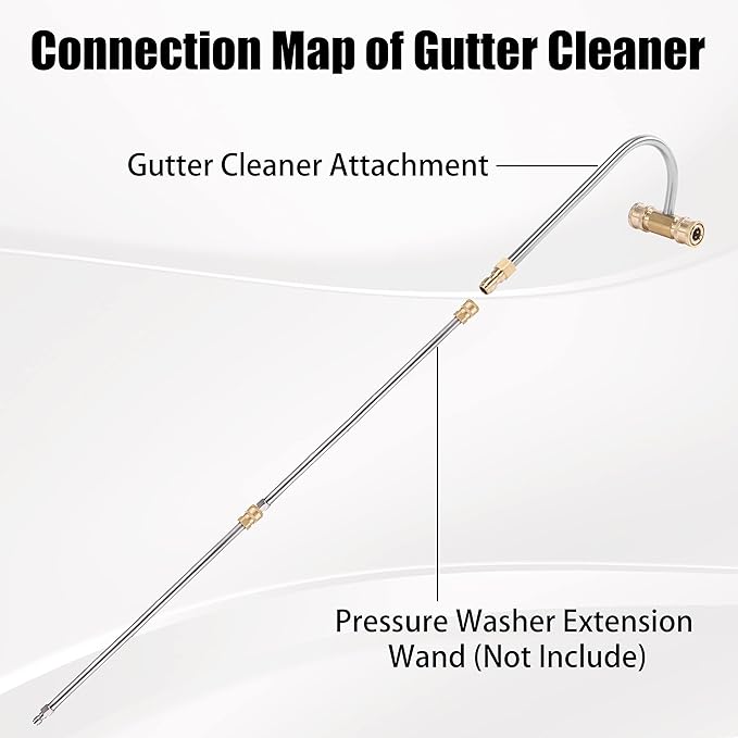 FIXFANS Pressure Washer Gutter Cleaner Attachment, 1/4 Inch Quick Connect | 4000 PSI, Gutter Cleaning for Power Washer with 4 Nozzles, 9 Inch