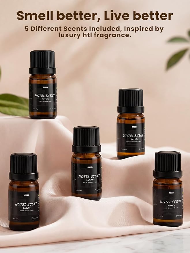 XEITIN Tower Waterless Diffuser with 5 Hotel-inspried Scent Oil Set | 2000 Sq.ft Whole-house Aroma, Cold Air Diffuser for Home Office Hotel, Pet-Friendly, Remote & Panel, 3 Timer & Intensity