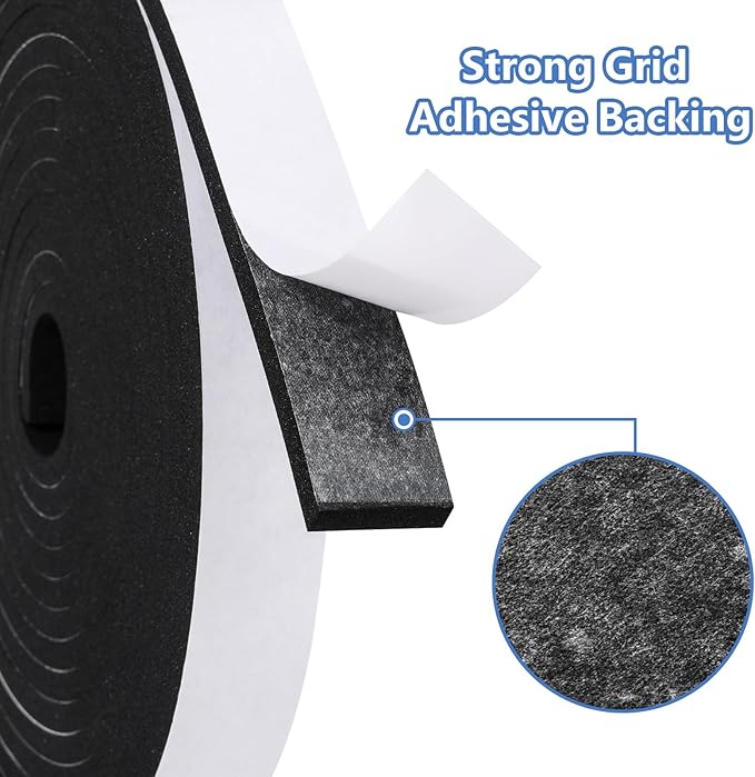 Weather Stripping Door Seal Strip- 1/2 Inch X 2/5 Inch X 13Feet, Strong Adhesive, Lightproof, Soundproof, Weatherproof Foam Tape Insulation for Sliding Door, Front Door Frame, Windows- Black