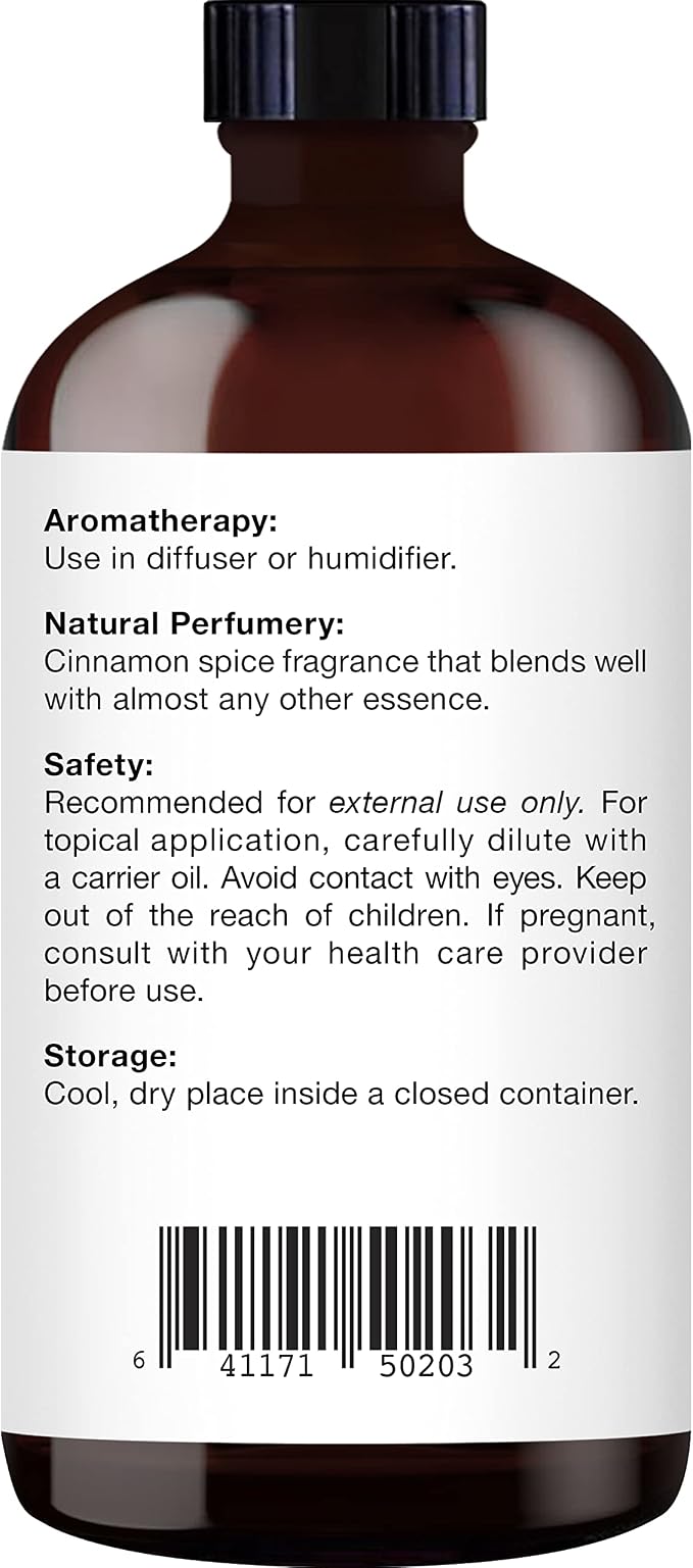 Majestic Pure Cinnamon Essential Oil for Diffuser - 4 Fl Oz | 100% Natural Essentials Oils Ideal for Relaxing Tense Mood, Eliminating Odor, Creating Peaceful Atmosphere for Sleep & Work
