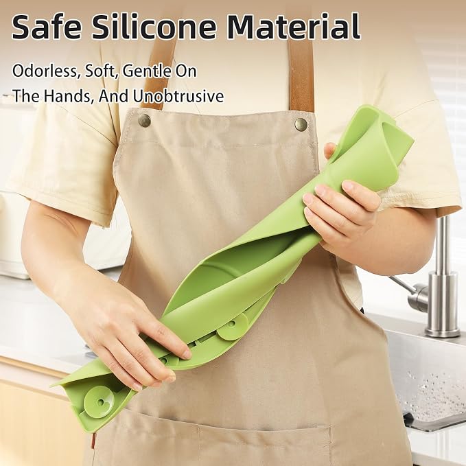 18" Upgraded Silicone Sink Splash Guard Released in 2026,Self-Draining Water Splash Guard for Kitchen Sink,Bathroom and Kitchen Island,with 3.5" High Splash Guard & 6 Strong Suction Cup (Green)