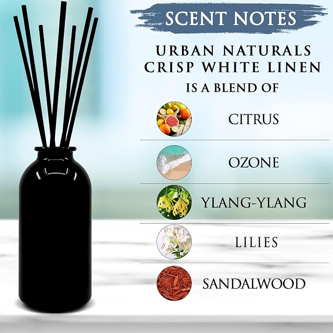 Reed Diffuser Set, Crisp White Linen - Bathroom Shelf Décor