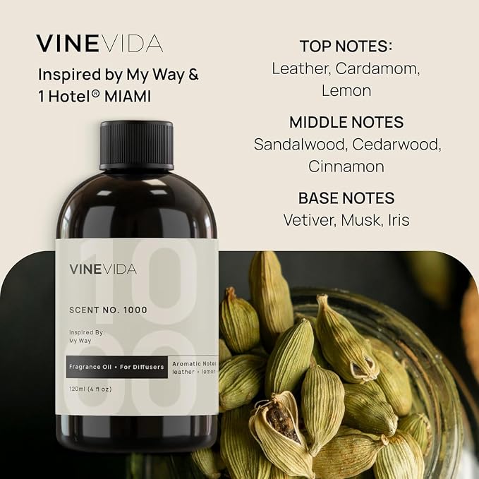 VINEVIDA Studio Plug in Waterless Diffuser and 3 Hotel Fragrance Oils - Essential Oil Diffuser for Home - Room Fragrance Air Diffuser [Black Scent Machine]