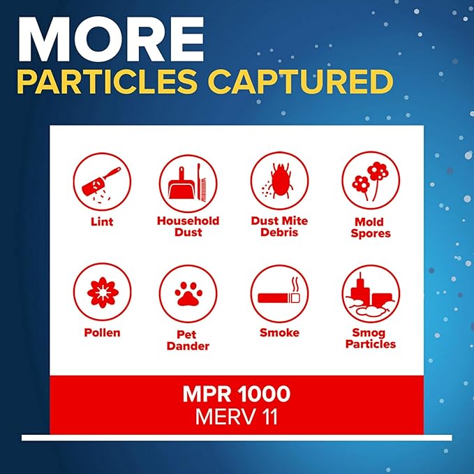 Filtrete 14x18x1 AC Furnace Air Filter, MERV 11, MPR 1000, Micro Allergen Defense, 3-Month Pleated 1-Inch Electrostatic Air Cleaning Filter, 4 Pack (Actual Size 13.81 x 17.81 x 0.81 in)