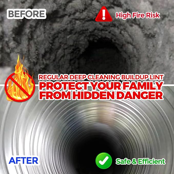 Holikme Dryer Vent Cleaner Kit - 42Ft Flexible Lint Brush for Deep Cleaning | Dryer Vent Cleaner Brush with Drill Attachment, Removes Years of Lint Buildup, Improves Airflow, Faster Drying & Fire Safety