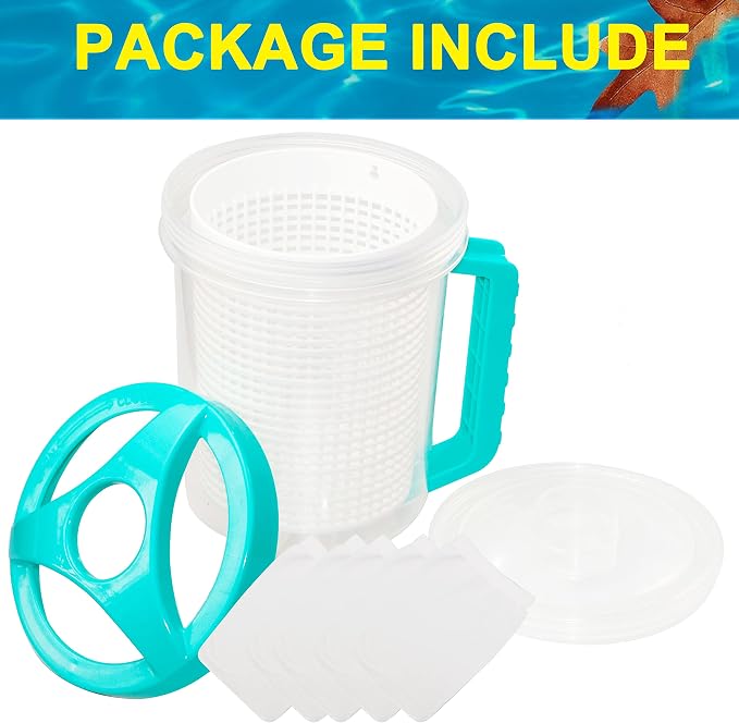 Leaf Canister Catcher In-line Leaf Canister for Pool & Spa, With Mesh Basket & 5 Skimmer Socks, For Suction Manual & Automatic Pool Cleaners (White)