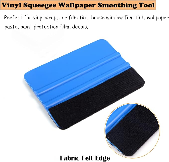 EHDIS 10pcs Vinyl Squeegee 4 Inch Car Vinyl Scraper Decal Applicator Window Tint Wallpaper Smoothing Tool with Black Fabric Felt Edge-Blue