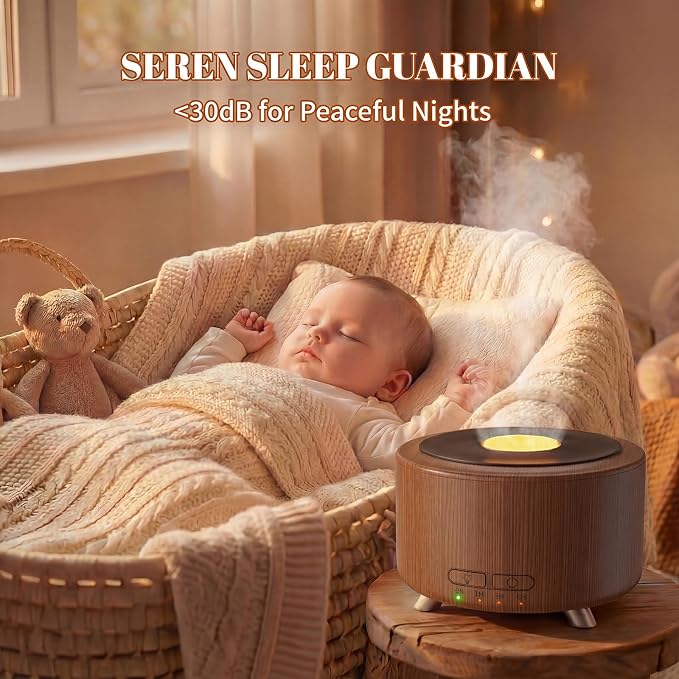 500ML Retro Vinyl Essential Oil Diffuser for Home | 3D flame effect & 9 colors. 500ml tank lasts 14H for deep sleep. BPA-free with auto-off ensures safety for babies and pets.