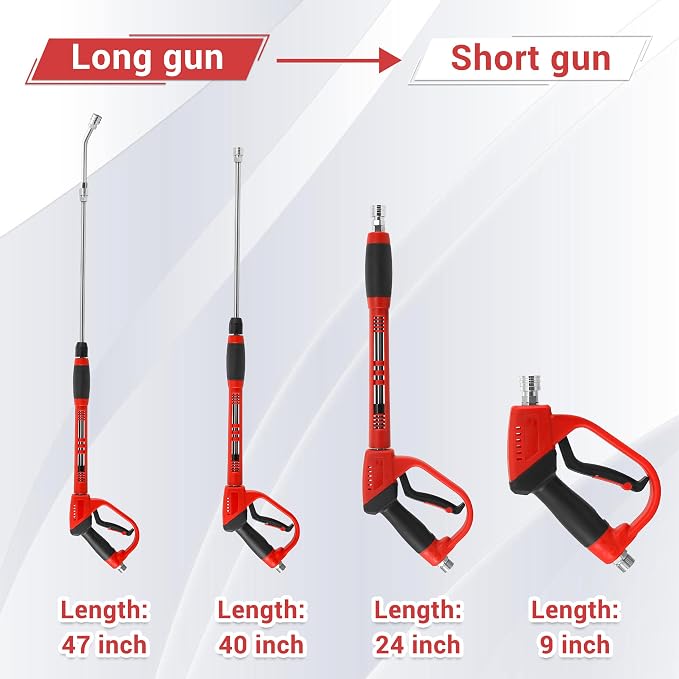 Tool Daily Pressure Washer Gun with Replacement Wand Extension, 30 Degree Curved Rod, 5 Nozzle Tips, 5000 PSI