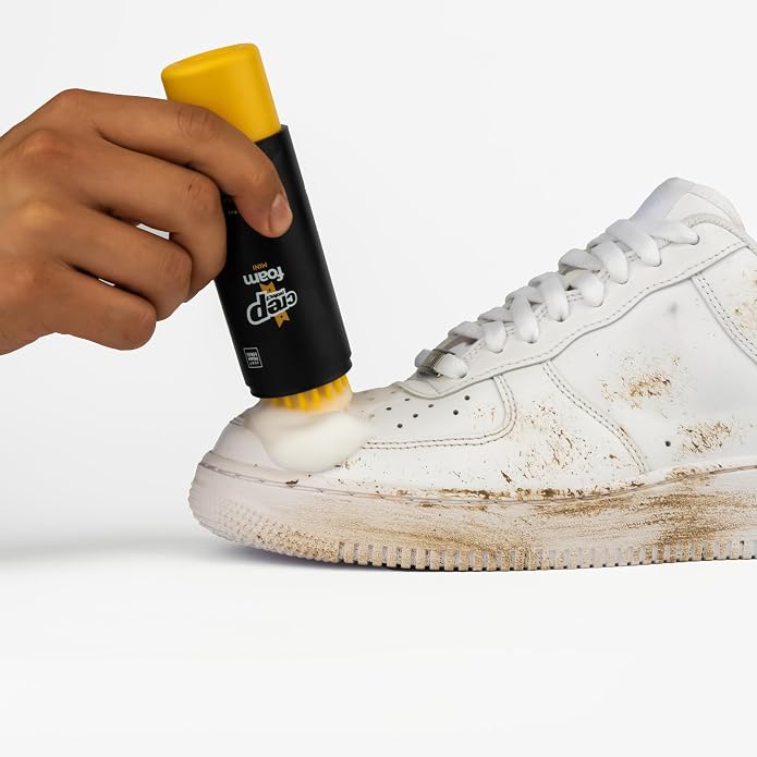Crep Protect Foam Mini Shoe Cleaner - On the Go Sneaker Cleaning Foam with Built In Brush & Microfiber Cloth - Quick & Travel Size Cleaner