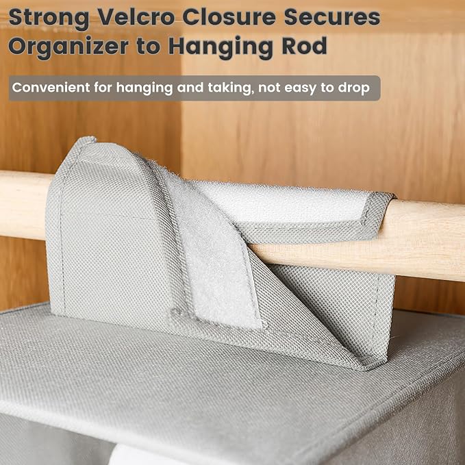 HomeBeyond 10 Shelf Hanging Closet Organizer, Grey Storage Shelves for Clothes, Shoes, and Accessories, Space Saving Closet Storage Solution