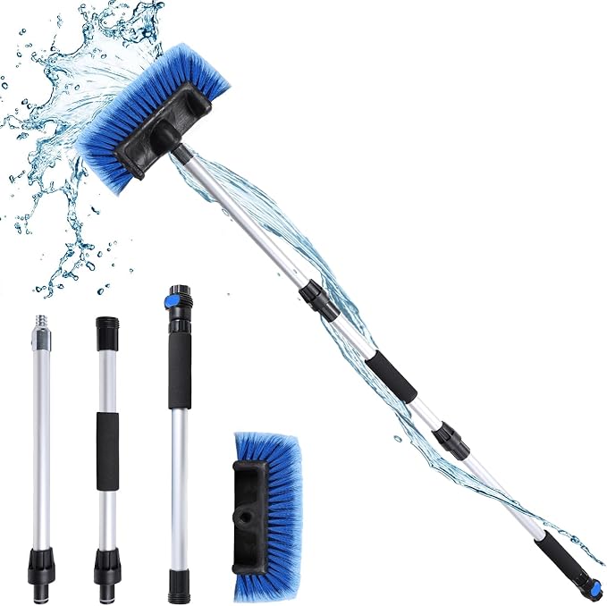 Car Wash Brush with Long Handle for Car Truck Boat RV SUV Washing (Blue, 54")