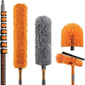 36 Foot High Reach Duster Kit with 5-30 ft Extension Pole for Cleaning | High Ceiling Dusting & Window Cleaning Kit with Telescopic Pole, Window Washer Squeegee, Cobweb Duster, Fan & Feather Dusters