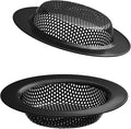 2 Pcs Black Stainless Steel Mesh Sink Drain Strainer, 3.54" Top/2.16" Kitchen Filter Trap Basket,Large Food Catch for Bathroom Bathtub Wash basin Floor drain balcony RV Drain Hole Electroplated Coatin