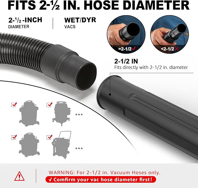 Sealegend 2-1/2 in. Gutter Cleaning Attachment Kit for Wet Dry Vac | Upgraded Locking Connection, Shop Vacuum Accessory for Cleaning or Blowing Gutter Debris, Up to 5 ft. Reach