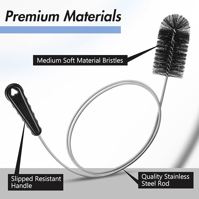 Condensate Trap Flexible Drain Brush, AC Drain Line Cleaning Brush for AC & HAVC Condensate P Trap(48 Inch,Black,1 Pc)