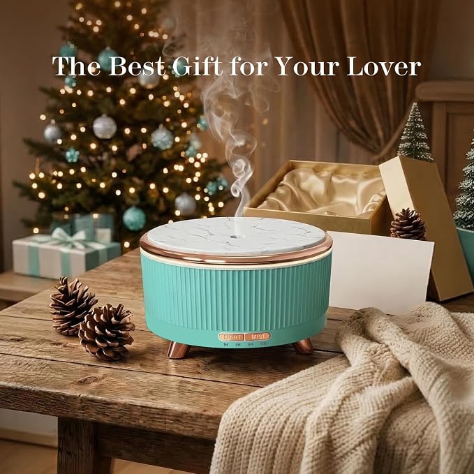500ml Essential Oil Diffuser, Ultrasonic Aromatherapy Humidifier | with Remote Control, 7-Color LED Light, Timer & Auto Shut-Off, Cool Mist Diffuser for Home, Bedroom, Office (Emerald)