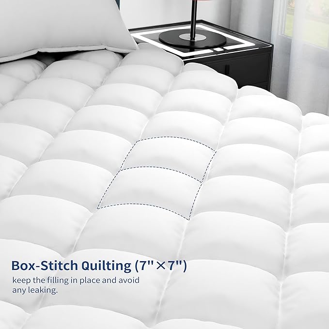 Sunflower Twin Mattress Pad, Hypoallergenic Cotton Mattress Cover College Dorm, 18-22" Extra Deep Pocket Quilted Protector, Breathable&Noiseless