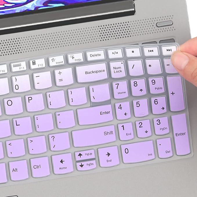 Keyboard Cover for Lenovo Ideapad Flex 5 5i 15.6" 16", IdeaPad Slim 5 5i 15" 16", Lenovo Yoga 7 7i 15.6 16, Yoga Slim 7/IdeaPad Slim 7 15.6, Ideapad 3/Ideapad 5 15.6 17.3, IdeaPad 3i 15 -GPurple
