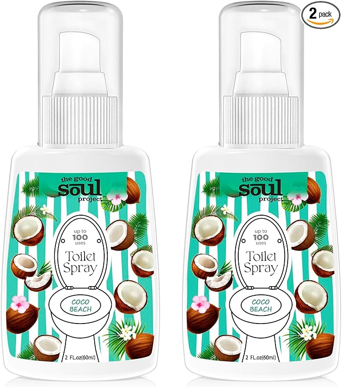 Toilet Spray, Coco Beach, Bathroom Odor Eliminator, Travel Size Air Freshener Spray, 2 Fl.Oz(2 Pack)
